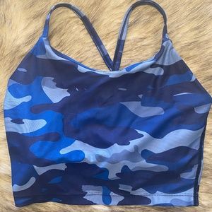 Kira Grace Blue Camo Sports Bra Crop Top